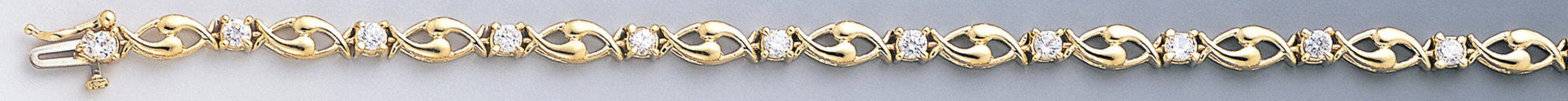 14k Gold 5mm Round Cz Yin and Yang Tennis Bracelet 8 Inches